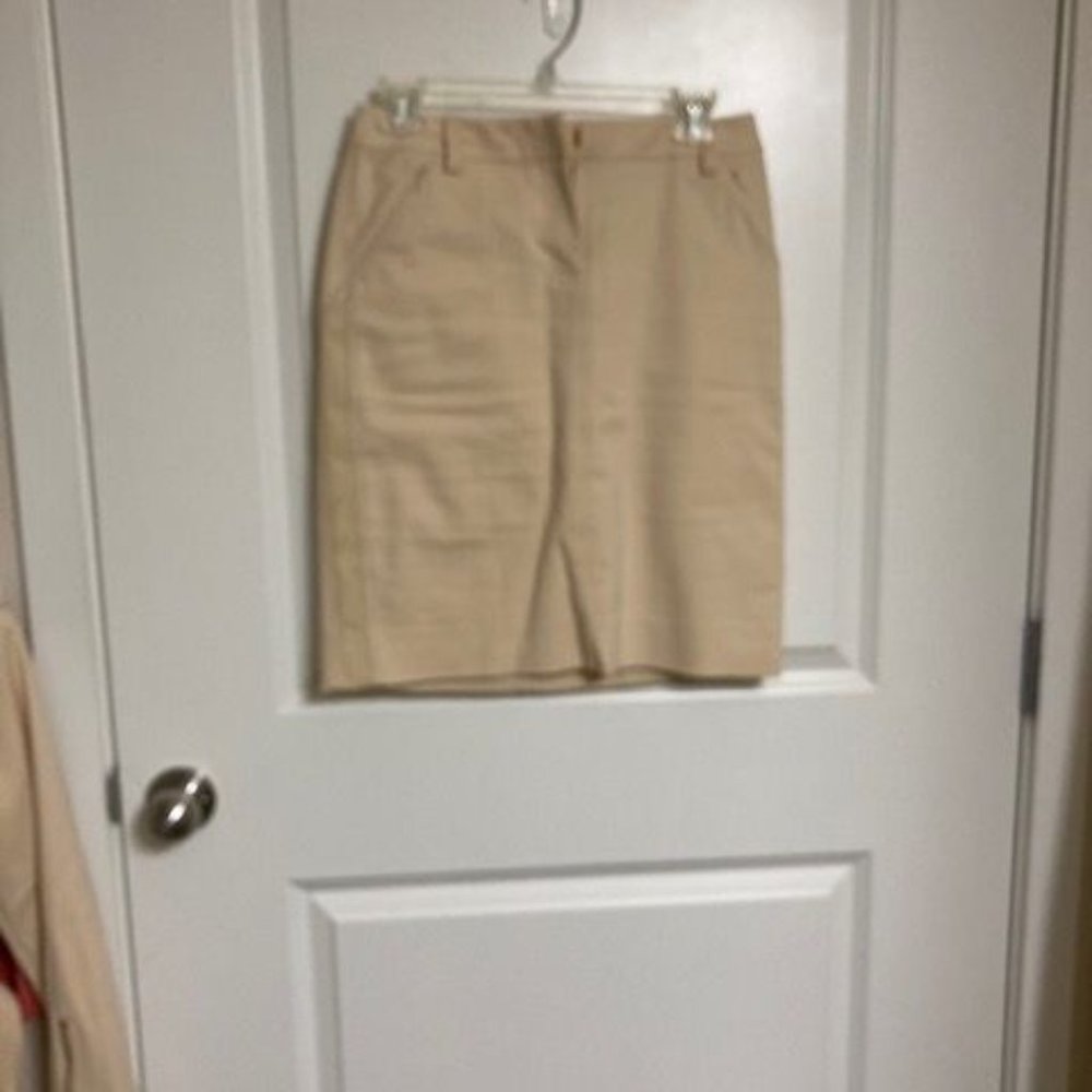 Etcetera Camel Skirt matches the Jacket